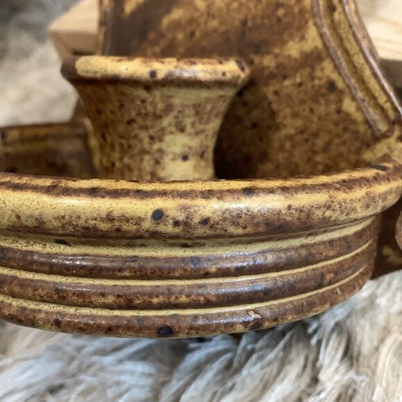 Handmade Artist Signed Stoneware Wall Taper Candle Wall Sconce Studio Pottery - Picture 15 of 17